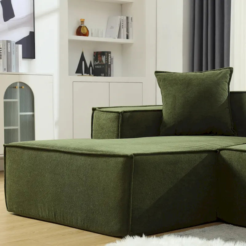 Canapé modulable 4 places en L avec méridienne, style minimaliste
