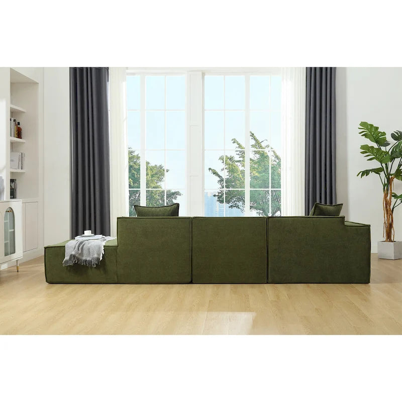 Canapé modulable 4 places en L avec méridienne, style minimaliste