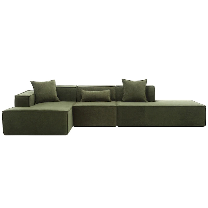 Canapé modulable 4 places en L avec méridienne, style minimaliste