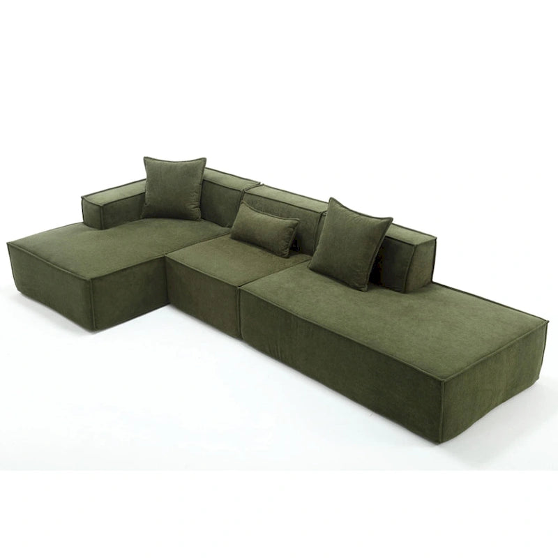 Canapé modulable 4 places en L avec méridienne, style minimaliste
