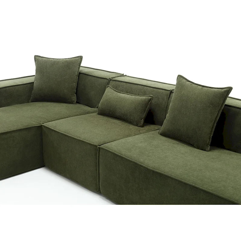 Canapé modulable 4 places en L avec méridienne, style minimaliste