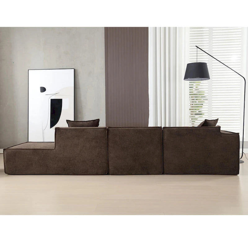 Canapé modulable 4 places en L avec méridienne, style minimaliste
