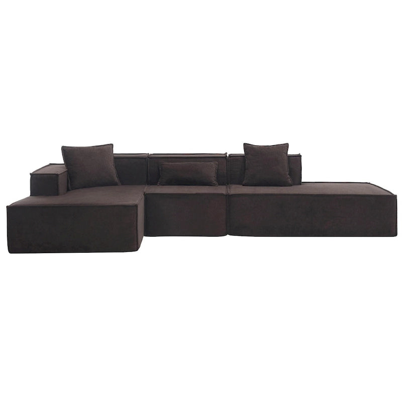 Canapé modulable 4 places en L avec méridienne, style minimaliste