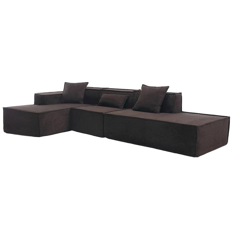 Canapé modulable 4 places en L avec méridienne, style minimaliste