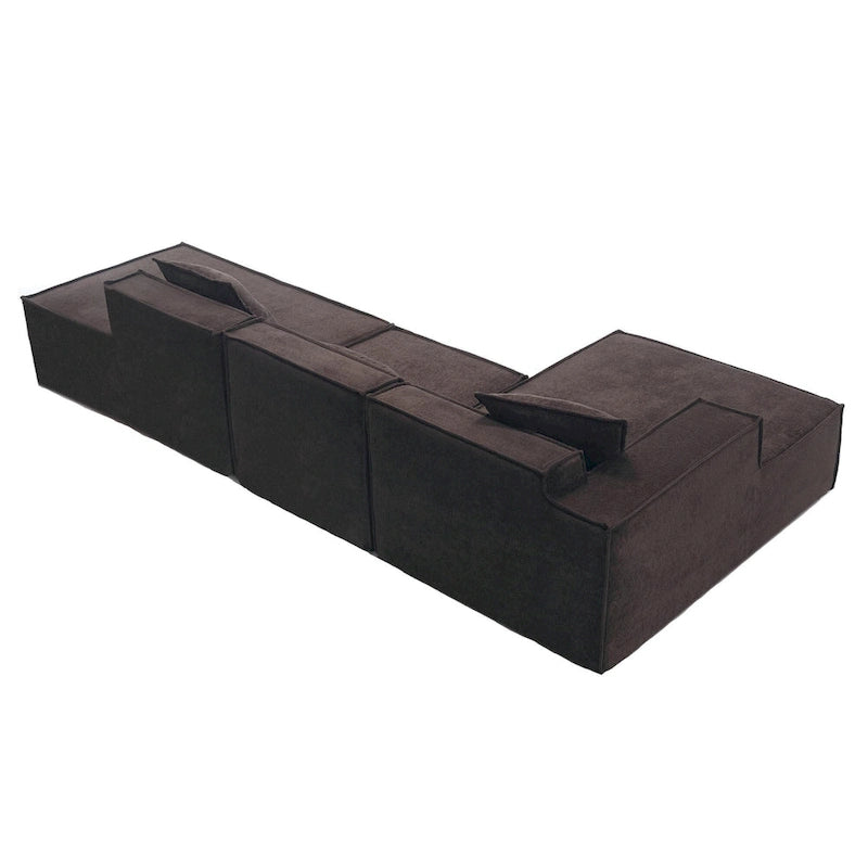 Canapé modulable 4 places en L avec méridienne, style minimaliste