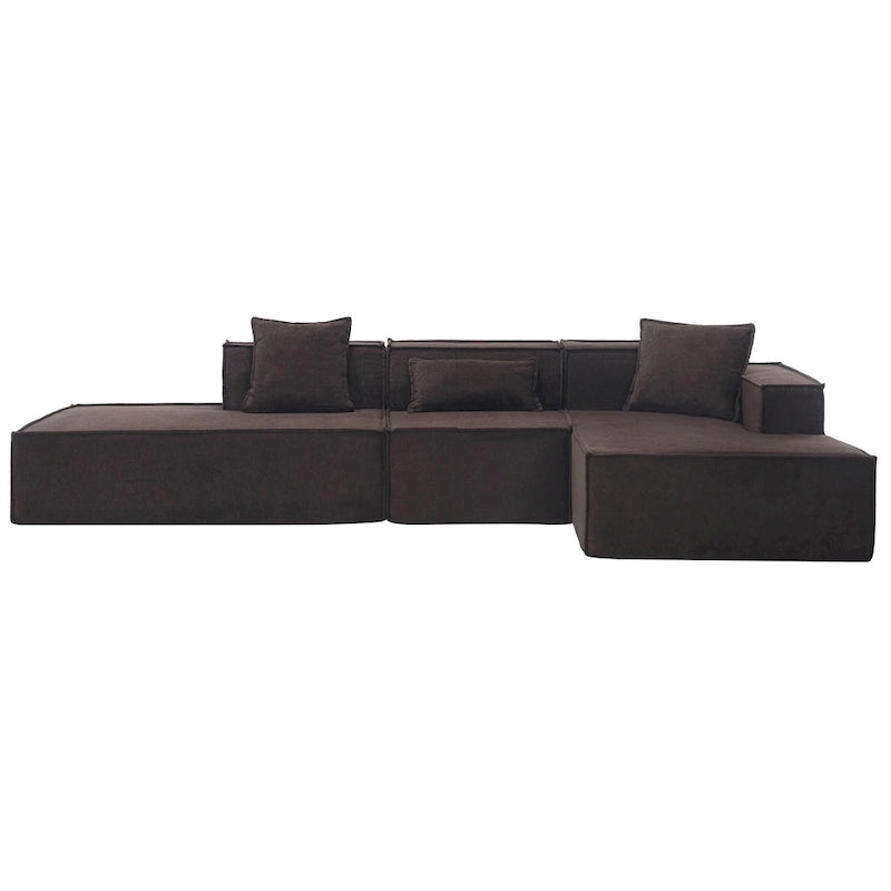 Canapé modulable 4 places en L avec méridienne, style minimaliste