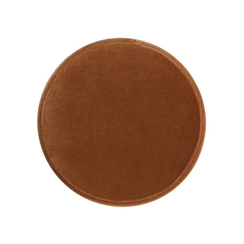 Pouf rond tapissé avec franges en fil doré