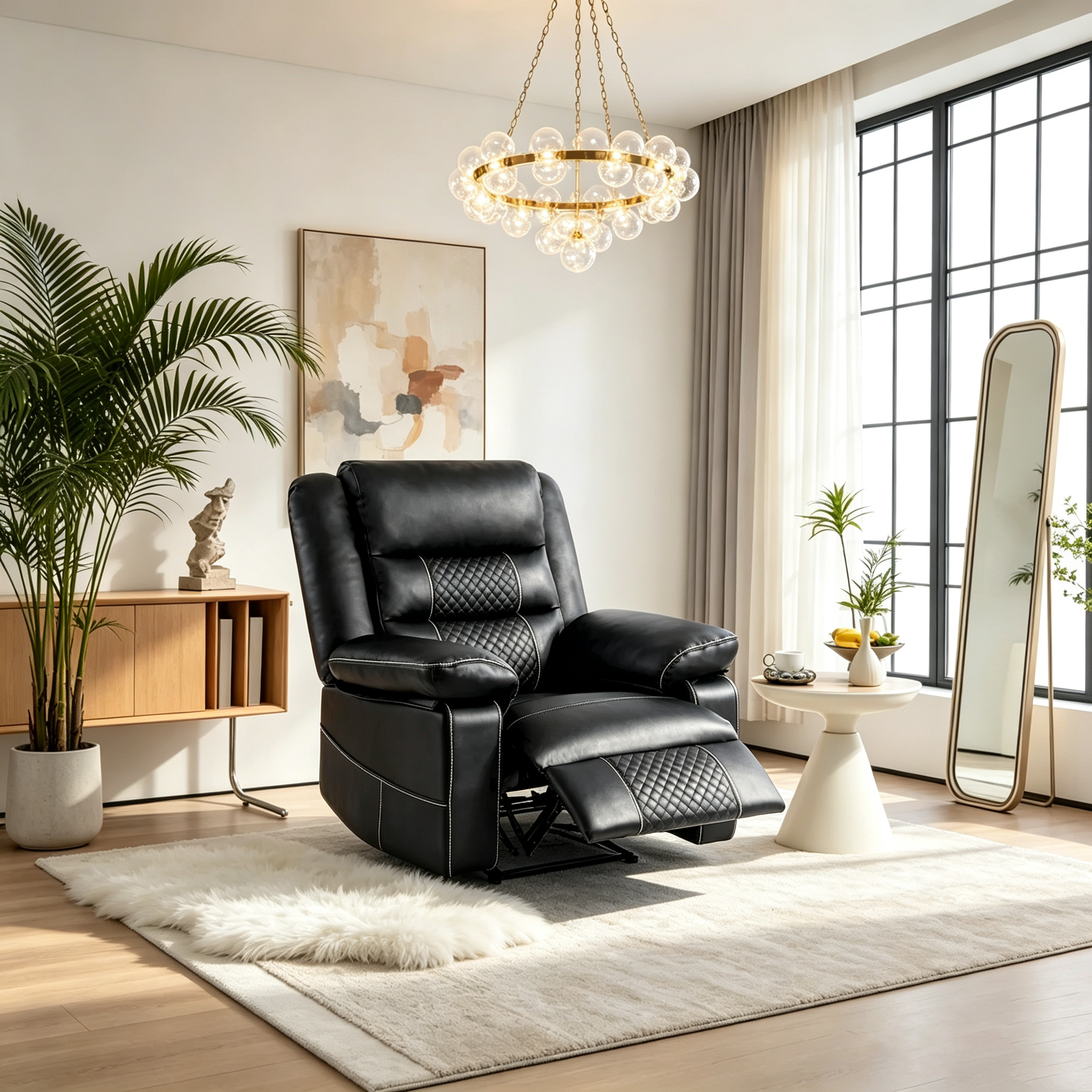 Fauteuil inclinable de massage en cuir respirant Canapé inclinable manuel pour salon