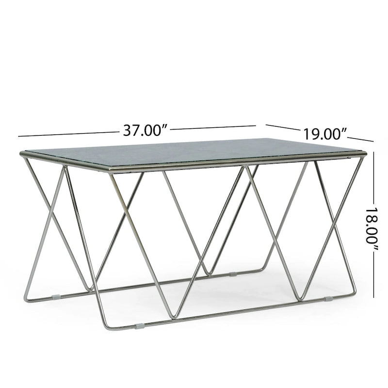 Table basse à plateau en marbre faite à la main, style glamour moderne