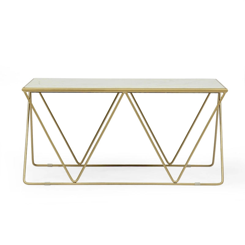 Table basse à plateau en marbre faite à la main, style glamour moderne