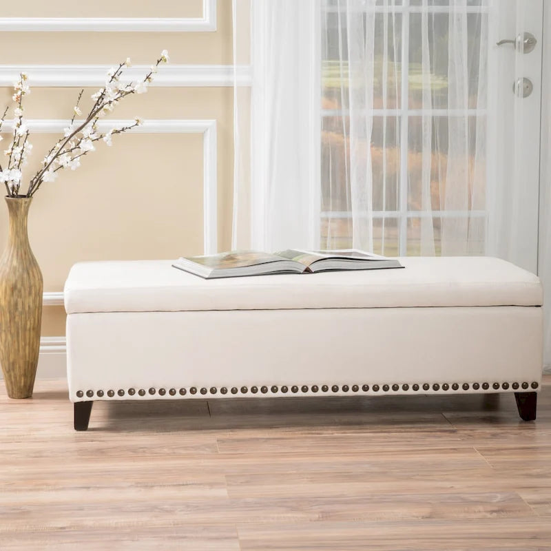 Banc Ottoman de Rangement en Tissu