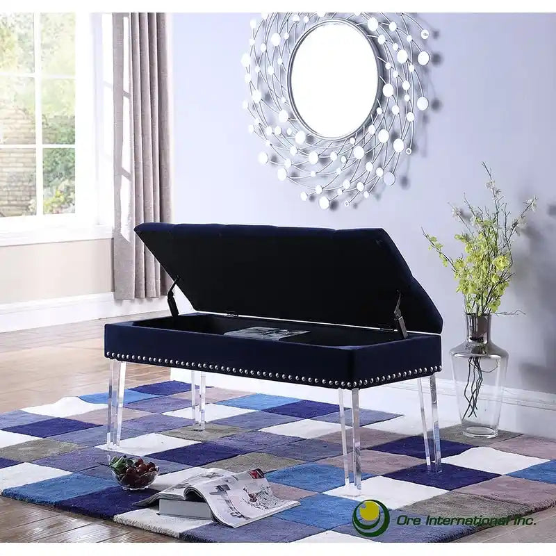 Banc de rangement capitonné du milieu du siècle