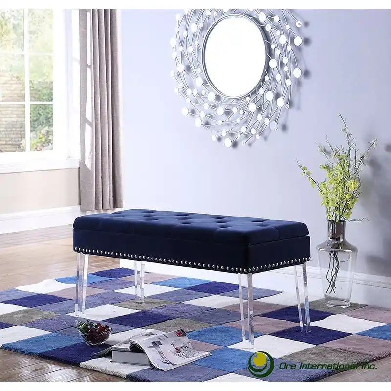 Banc de rangement capitonné du milieu du siècle