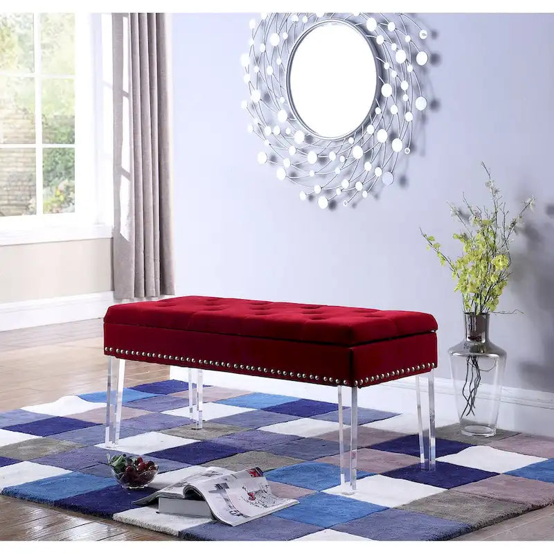 Banc de rangement capitonné du milieu du siècle