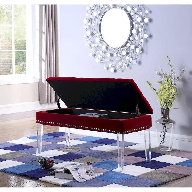 Banc de rangement capitonné du milieu du siècle