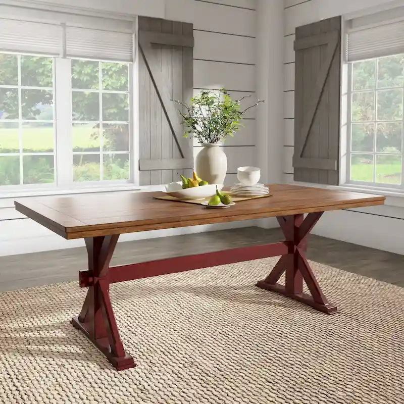 Table de salle à manger en chêne avec piètement en X