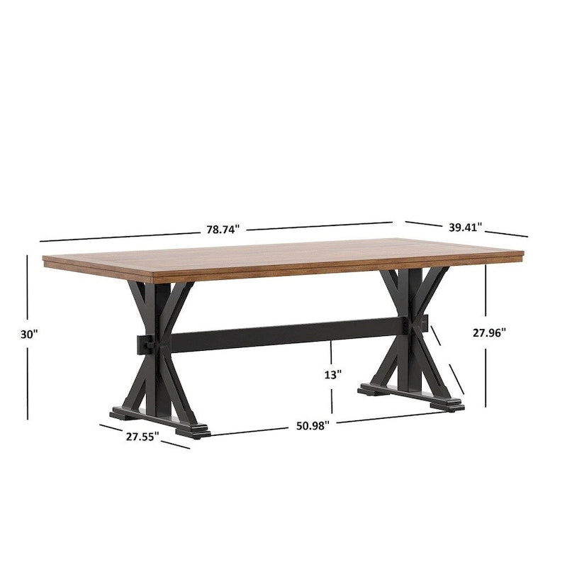 Table de salle à manger en chêne avec piètement en X