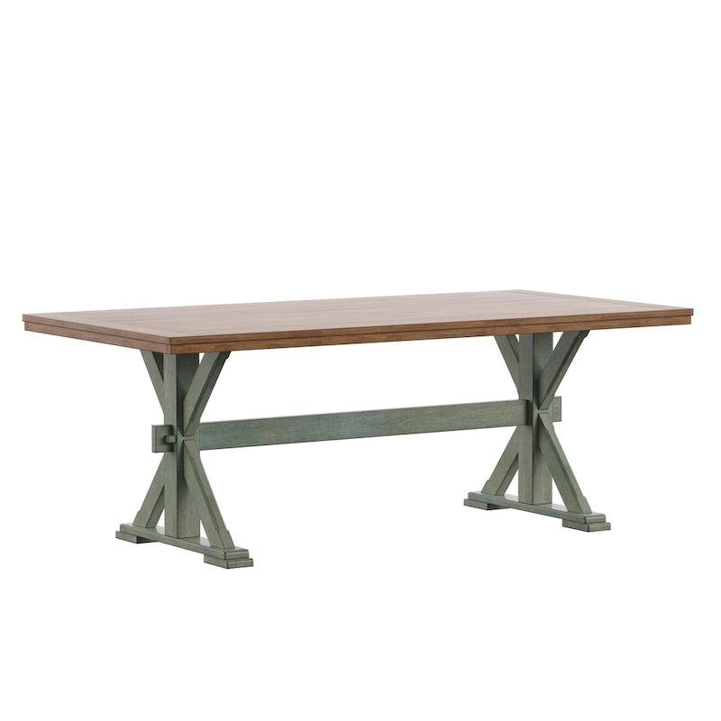 Table de salle à manger en chêne avec piètement en X