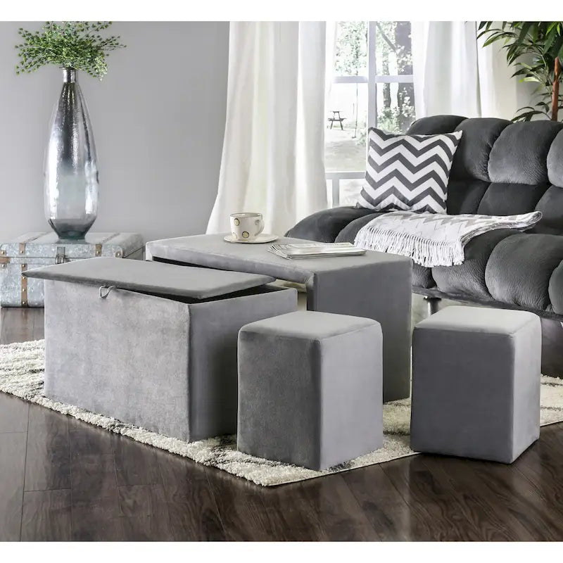 Banc gigogne et pouf contemporains en similicuir