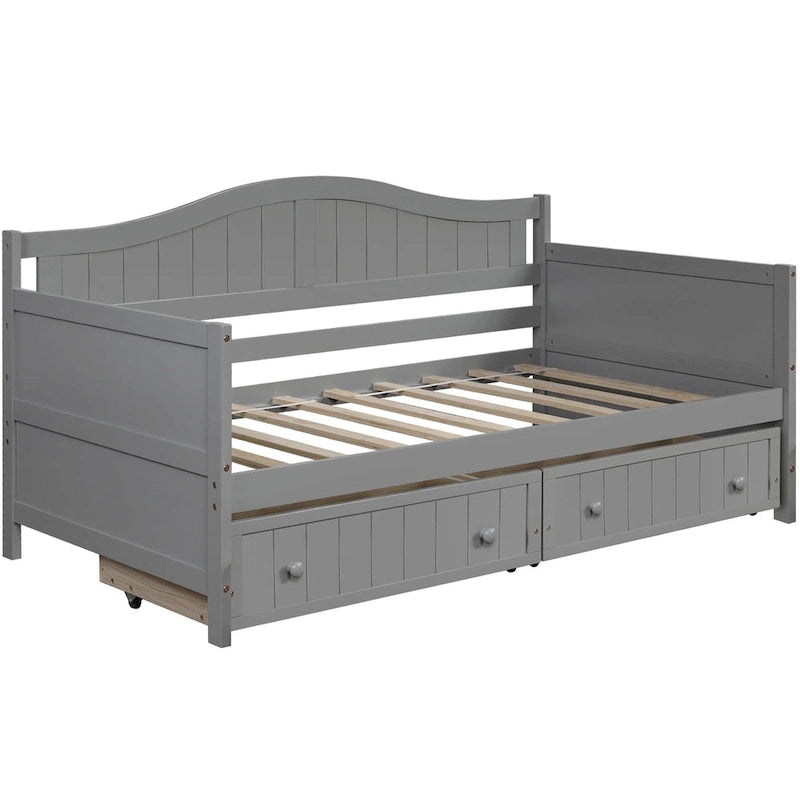 Lit de repos double en bois avec 2 tiroirs / Lit gigogne, Canapé-lit