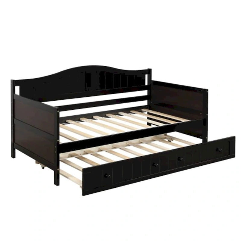 Lit de repos double en bois avec 2 tiroirs / Lit gigogne, Canapé-lit