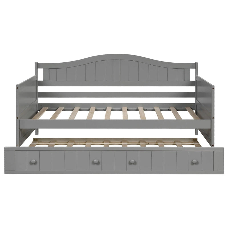 Lit de repos double en bois avec 2 tiroirs / Lit gigogne, Canapé-lit
