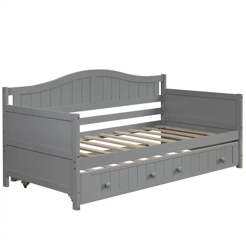 Lit de repos double en bois avec 2 tiroirs / Lit gigogne, Canapé-lit