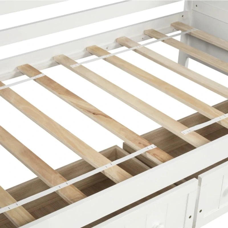 Lit de repos double en bois avec 2 tiroirs / Lit gigogne, Canapé-lit