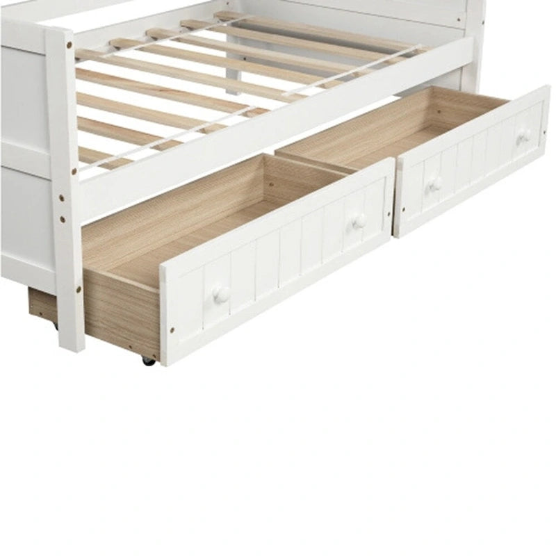 Lit de repos double en bois avec 2 tiroirs / Lit gigogne, Canapé-lit