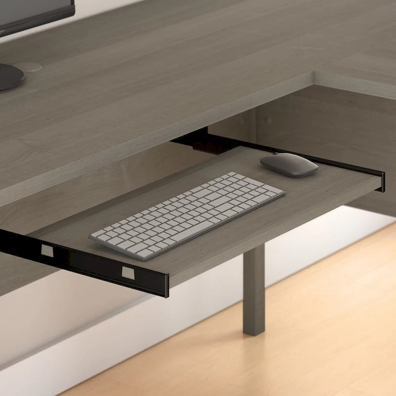Bureau d'angle avec huche, armoire et bibliothèque intégré(e) en