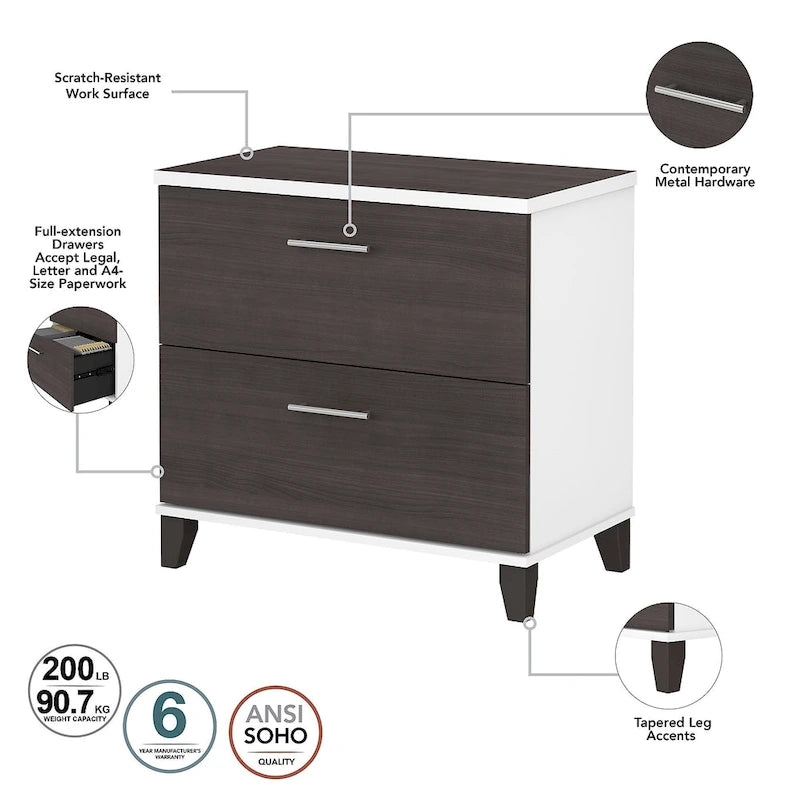 Bureau d'angle avec huche, armoire et bibliothèque intégré(e) en