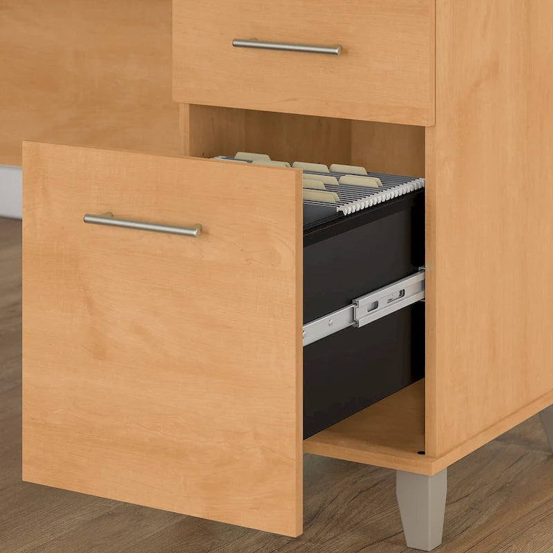 Bureau d'angle avec huche, armoire et bibliothèque intégré(e) en