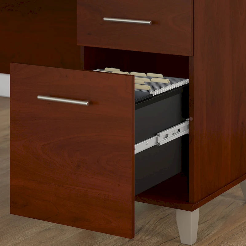 Bureau d'angle avec huche, armoire et bibliothèque intégré(e) en