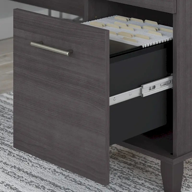 Bureau d'angle avec huche, armoire et bibliothèque intégré(e) en