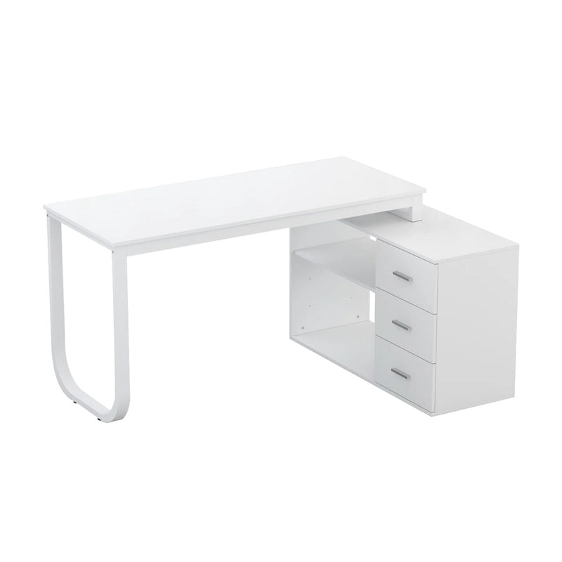 Bureau d'ordinateur en L - Poste de travail avec rangement