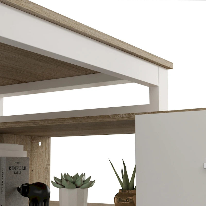 Bureau d'ordinateur en L - Poste de travail avec rangement
