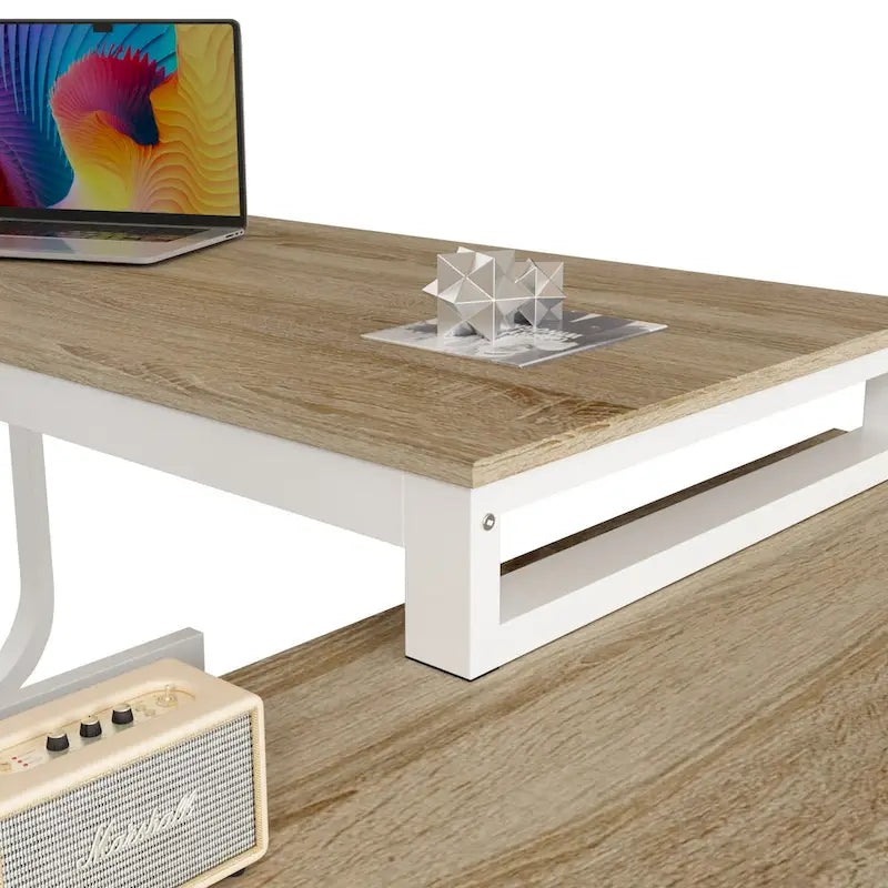 Bureau d'ordinateur en L - Poste de travail avec rangement