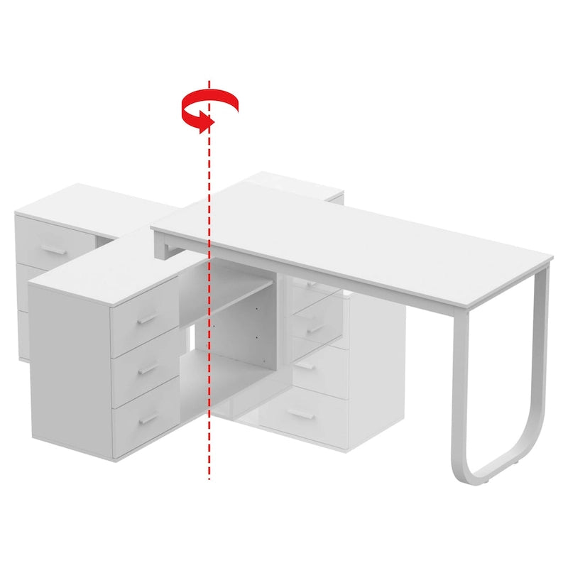 Bureau d'ordinateur en L - Poste de travail avec rangement