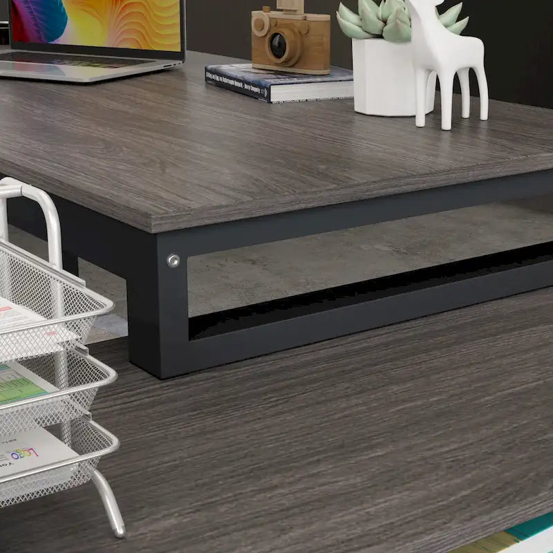 Bureau d'ordinateur en L - Poste de travail avec rangement