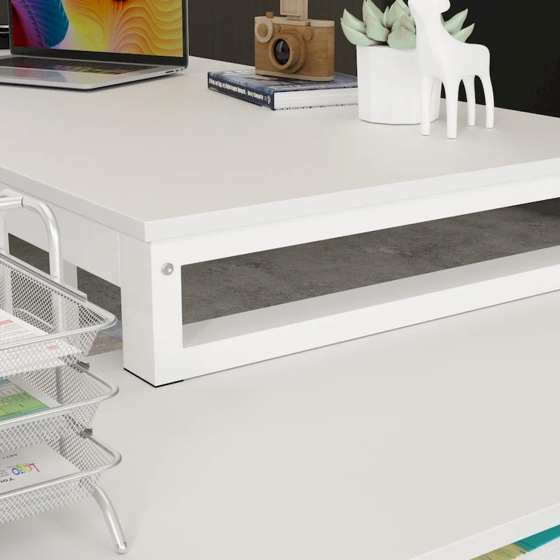 Bureau d'ordinateur en L - Poste de travail avec rangement