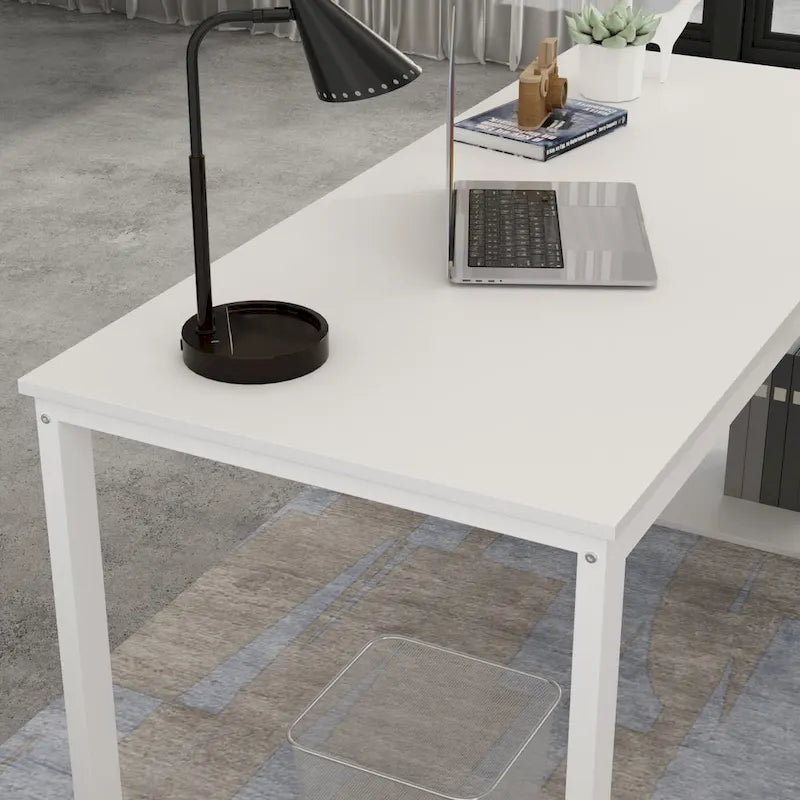 Bureau d'ordinateur en L - Poste de travail avec rangement