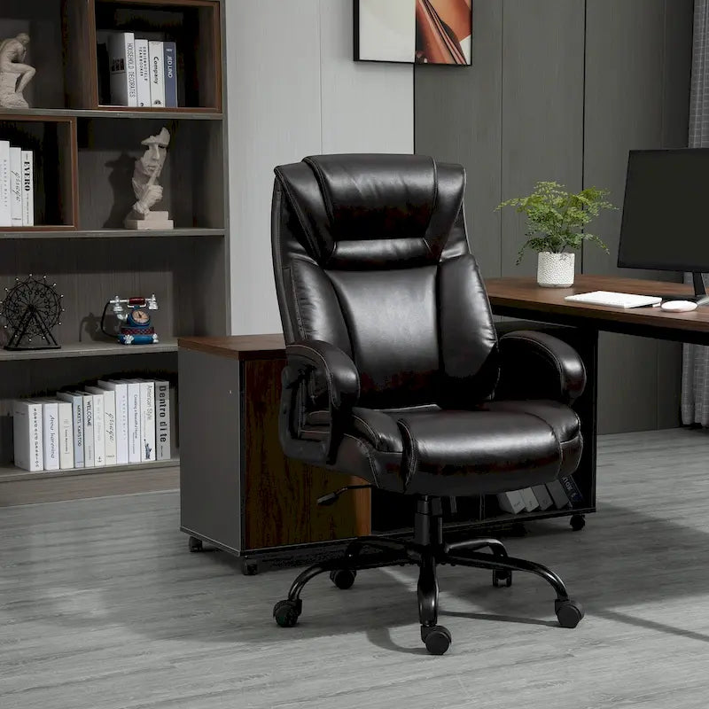 Chaise de bureau de direction Fauteuil de bureau en cuir PU Rembourrage ergonomique