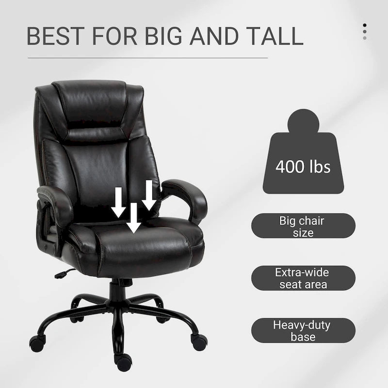 Chaise de bureau de direction Fauteuil de bureau en cuir PU Rembourrage ergonomique