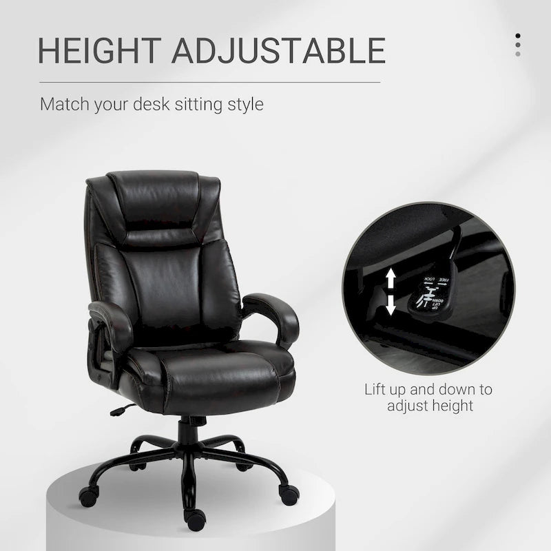Chaise de bureau de direction Fauteuil de bureau en cuir PU Rembourrage ergonomique