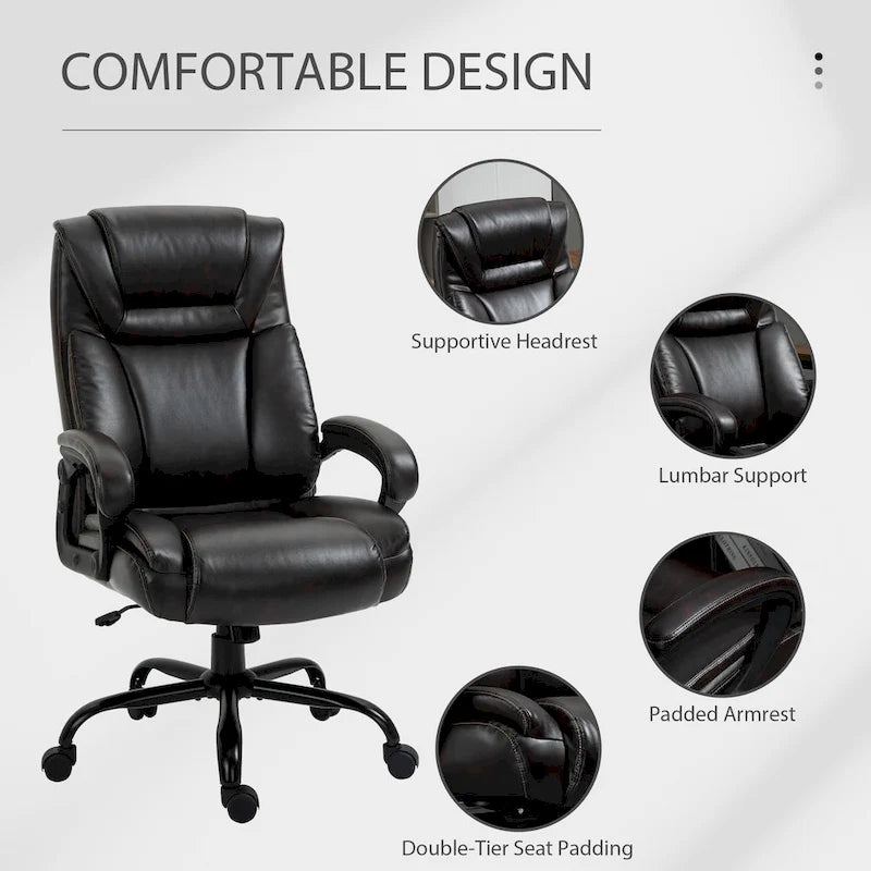 Chaise de bureau de direction Fauteuil de bureau en cuir PU Rembourrage ergonomique