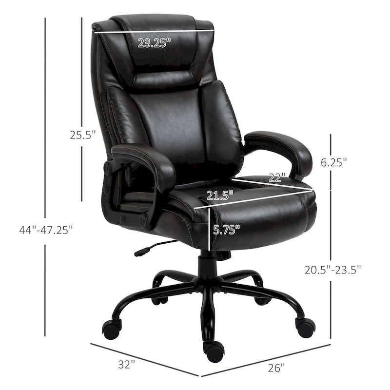 Chaise de bureau de direction Fauteuil de bureau en cuir PU Rembourrage ergonomique