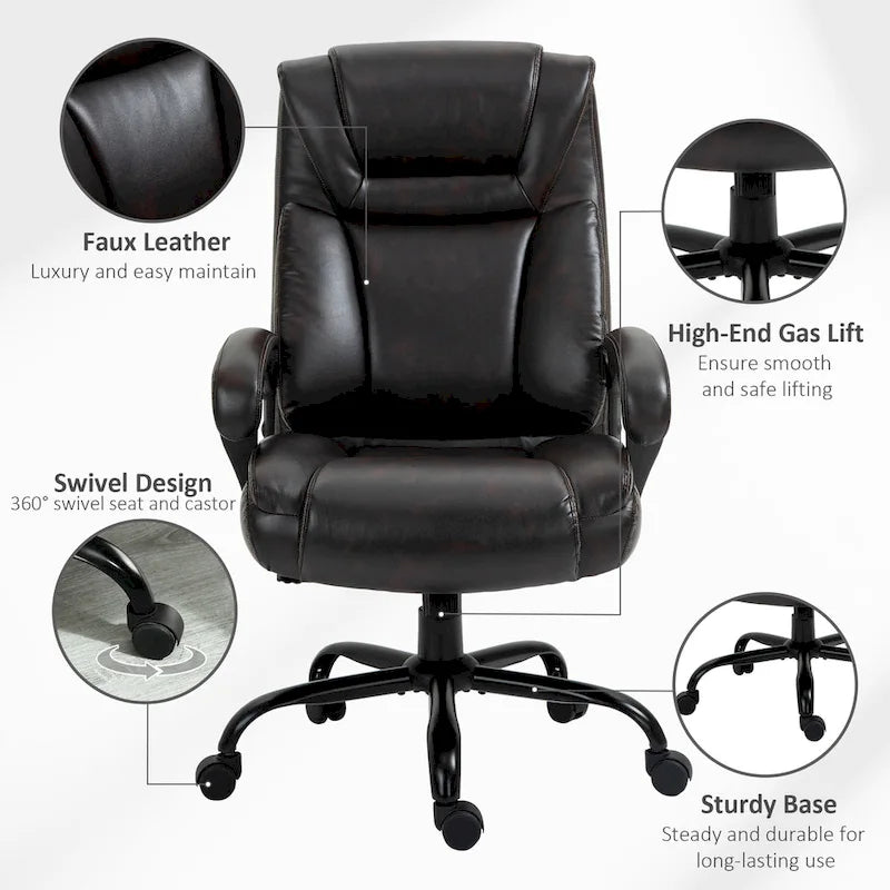 Chaise de bureau de direction Fauteuil de bureau en cuir PU Rembourrage ergonomique