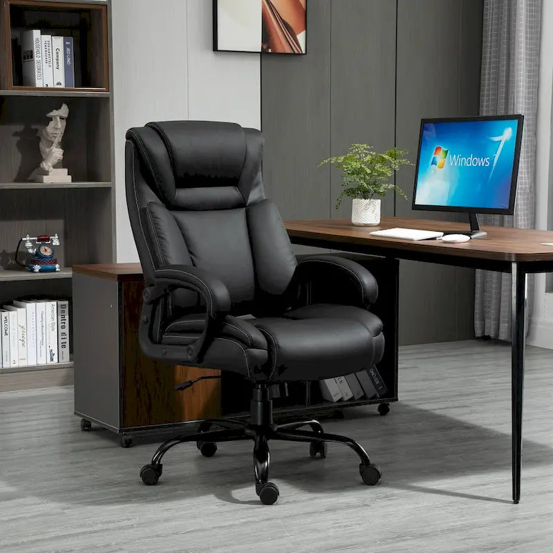 Chaise de bureau de direction Fauteuil de bureau en cuir PU Rembourrage ergonomique