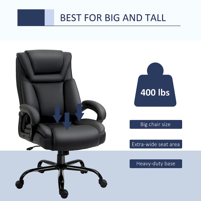 Chaise de bureau de direction Fauteuil de bureau en cuir PU Rembourrage ergonomique
