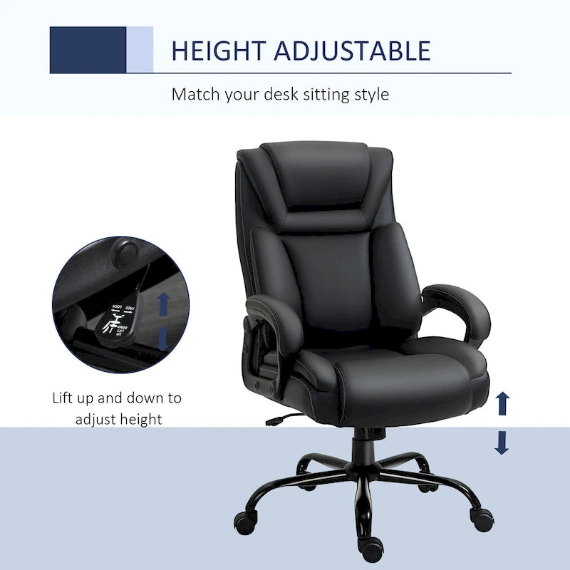 Chaise de bureau de direction Fauteuil de bureau en cuir PU Rembourrage ergonomique